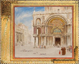 Pedro e João na Porta do Templo, São Marcos, Veneza, c.1872 (aguarela)