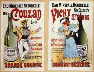 Publicidade para Água Mineral Couzan e Vichy, c.1900 (cor litho)