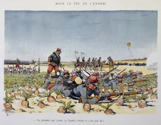 Sob fogo inimigo - a Armee vista por A. guillaume, por volta de 1900