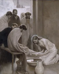 Jesus lavando os pés de seus discípulos, 1898 (óleo e grisalha no papel)