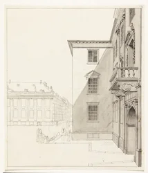 Kongens Nytorv. Parte da mansão de Charlottenborg e Thott