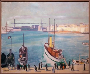 O Porto de Marselha (Bouche du Rhone) - Ao fundo, pode-se ver a ponte do ferry