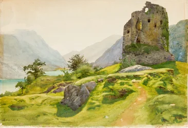 Paisagem montanhosa com ruína