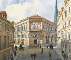 "Retrato da Bolsa de Valores de Riga na Letónia Aquarela de Albert Benois (1852-1936) - 1880 Dim 22,5x27 cm Colecção Privada