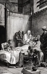 Morte de Clóvis I dos Francos em Paris, a 27 de novembro de 511 - desenho de Albert Maignan (1845-1908)