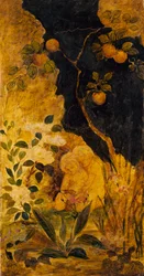 Painel para uma tela: Crianças brincando com um coelho, ca. 1876.