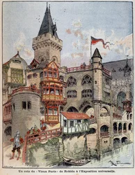 Um canto da "Velha Paris" de Robida, na Exposição Mundial. Capa "O Pequeno Francês ilustrado" de 26/05/1900.