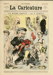 Ilustração de Albert Robida (1848-1926) para a capa de La Caricature (1880)