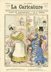 Ilustração de Albert Robida (1848-1926) para a capa de La Caricature (1880)