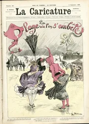 Ilustração de Albert Robida (1848-1926) para a capa de La Caricature (1880)