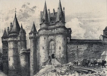 Le Chatelet a Vitre en Ille-et-Vilaine - La vieille France - La Bretagne - textos, desenhos e litografias, de Albert Robida (1848-1926) final do século XIX sem data