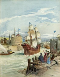 A frota francesa em Le Havre, que se tornou por decisão de François I