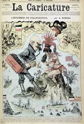 A epidemia de colonização: desenho anticolonialista de Robida - em "La Caricature" de 31/10/1885