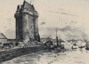 A torre Solidor fortifica em Saint-Malo, distrito de Saint-Servan - Velha França - Bretanha - textos, desenhos e litografias, de Albert Robida (1848-1926).