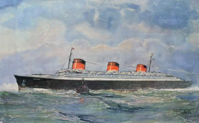 Viagem inaugural do SS Normandie a partir de Le Havre, 29 de maio