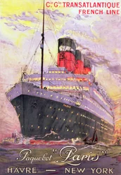A "rota Le Havre-Plymouth-Nova Iorque" (litografia a cores)