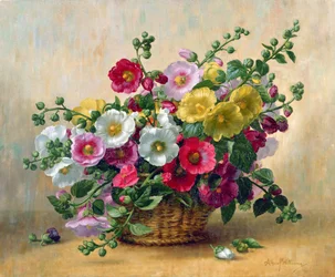 AB230 Hollyhocks em uma cesta