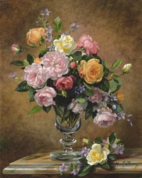 Rosas num vaso de vidro