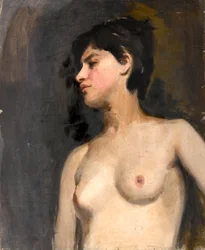 Mulher semi-nua, fundo preto. Ca. 1880