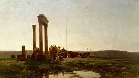 Ruínas Clássicas no Deserto, pintura de Alberto Pasini (1826-1899)