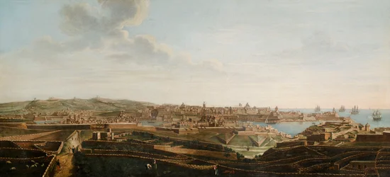 Uma de um conjunto de sete vistas de Valletta, Malta e seus arredores, c.1753 (óleo sobre tela)