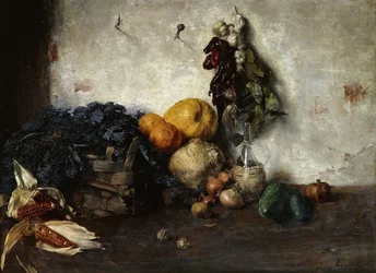 Ainda vida de vegetais por uma parede, 1890