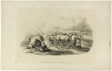 Bivouac dos Dragões da Guarda Italiana perto de Wittenberg no dia dez de junho