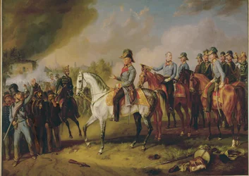 O marechal de campo Johann Joseph Wenzel Radetzky e o seu estado-maior antes de Milão ... (pintura sobre tela)