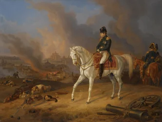 Napoleão Bonaparte diante da cidade ardente de Smolensk