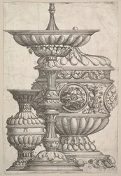 Três embarcações elegantes em um fundo branco, ca. 1525