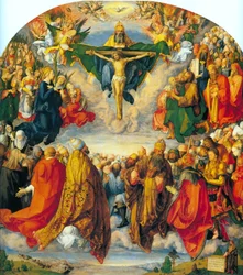 Alemão: Allerheiligenbild ("Landauer Altar") Adoração da Trindade