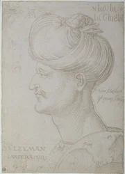 Cabeça de Suleyman, o Magnífico (1494-1566) 1526 (silverpoint no papel)