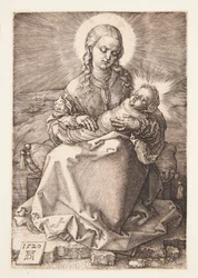 Madonna com o bebê enfaixado