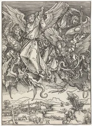 Miguel combatendo o dragão (O Apocalipse)