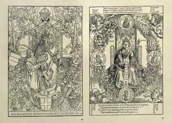 Filosofia e um imperador de Habsburgo, de quatro amor pelos livros ", escrito por Konrad Celtis de Nuremberg de 1502