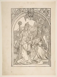 Rosvitha Apresentando as Comédias ao Imperador Otto I. ilustração da Ópera Hrosvi....n.d.
