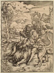 Sansão lutando com o leão