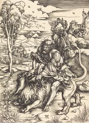 Sansão lutando com o leão, c. 14971498.