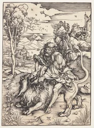 Sansão dilacerando o leão