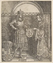 O noivado de Maria da Borgonha, do Arco do Triunfo do Imperador Maximiliano I, 1515.