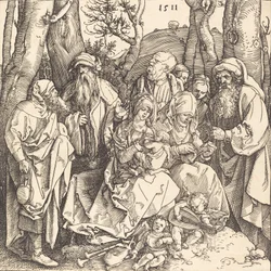 A Sagrada Família com dois anjos que fazem música, 1511.