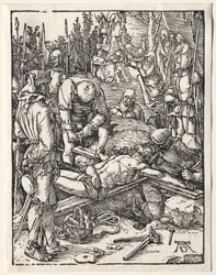 A pequena paixão: Cristo sendo pregado na cruz, 1509-1511.