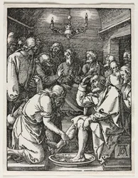 A pequena paixão: Cristo lavando os pés de St. Peters.