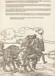 A Carruagem Triunfal de Maximiliano I O Grande Carro Triunfal [placa 5 de 8], 1523 Latin ed..