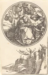 A Virgem Coroada por Dois Anjos sobre uma Paisagem, em ou antes de 1515.