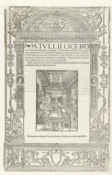 Página de título de Orationes de Cícero com a marca do impressor de Jodocus Badius, 1520