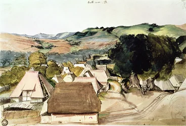 Vista de Kachreuth, perto de Nuremberg, 1511 (wc no papel)