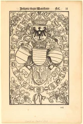 Brasão de Maximiliano I como rei romano [recto]; brasão de Florian Waldauf (Waldauff) de Waldenstein [verso]