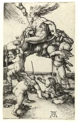 Bruxa a cavalgar de costas numa cabra, cerca de 1505