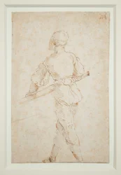 Um homem com um remo, c.1520-21 (caneta e tinta marrom no papel)